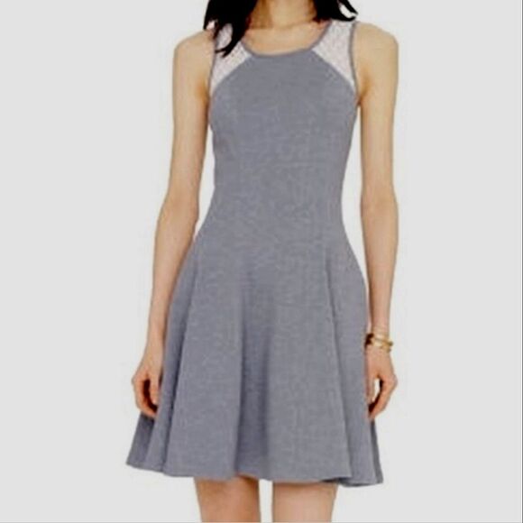 Ann Taylor Loft Gray Knit Fit and Flare Dress - Picture 1 of 9